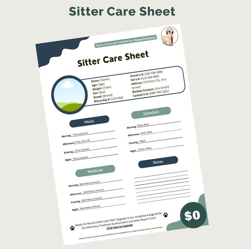 Pet Sitter Care Sheet Everything a sitter needs, all in one place.