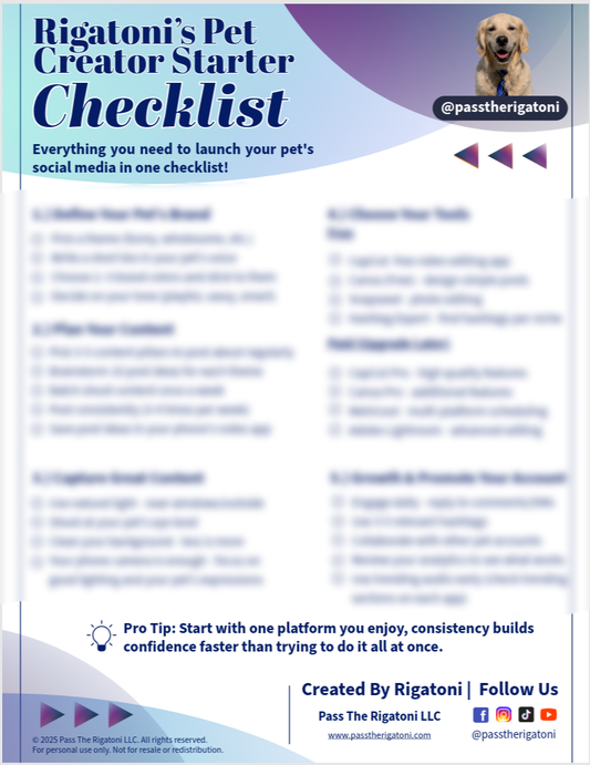 Rigatoni's Pet Creator Starter Checklist
