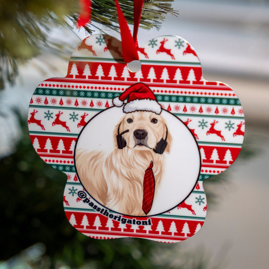 Decorative Christmas ornament with a dog design on a tree