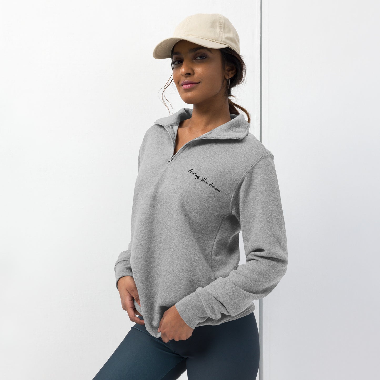 Living the Dream – Premium Embroidered Quarter Zip Fleece Pullover